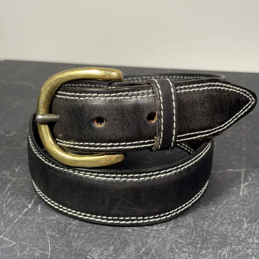 Vintage Calvin Klein Belt | Size 26 | Black Vintage Hand Waxed Bridle Leather UK